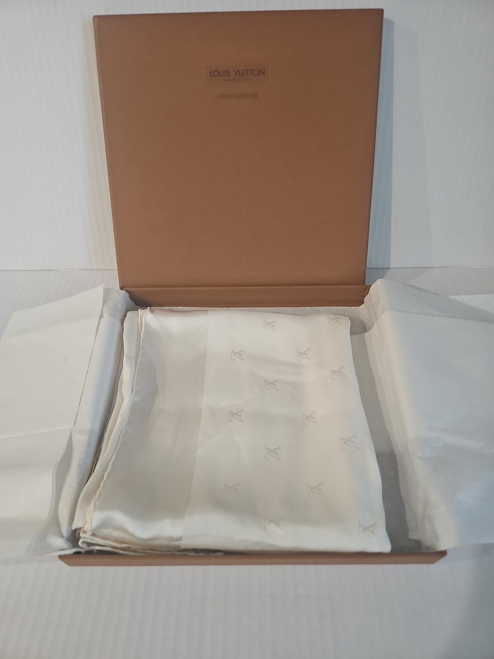 Louis Vuitton Ivory Monogram Silk Scarf (35.5" x 35.5")
